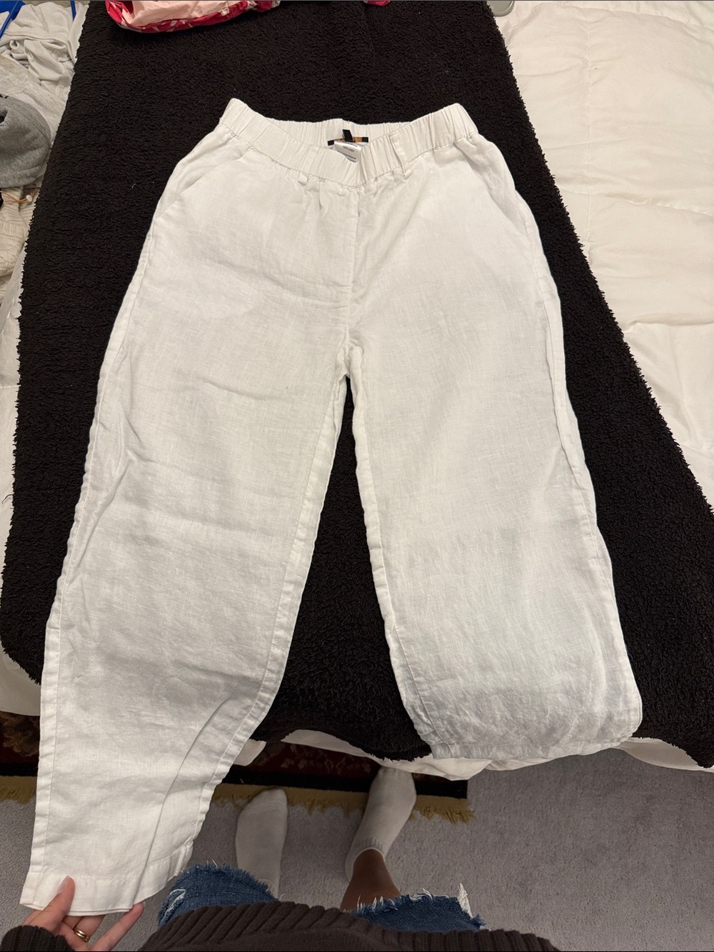 Quince White Linen-Style Kids Pull-On Pants